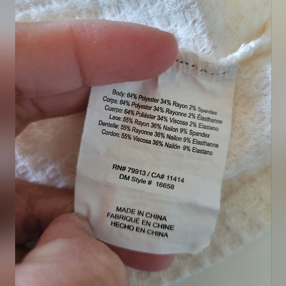 A Pea In The Pod Waffle-Knit Floral Lace Maternity Tunic Top Cream M - Picture 4 of 9